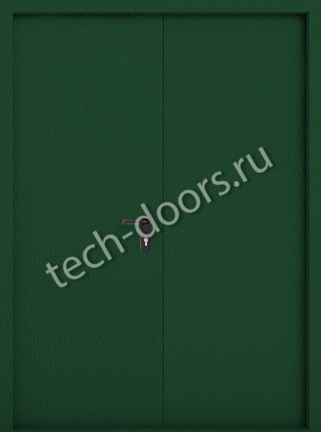 Противопожарная двупольная дверь зеленая 1550x2050